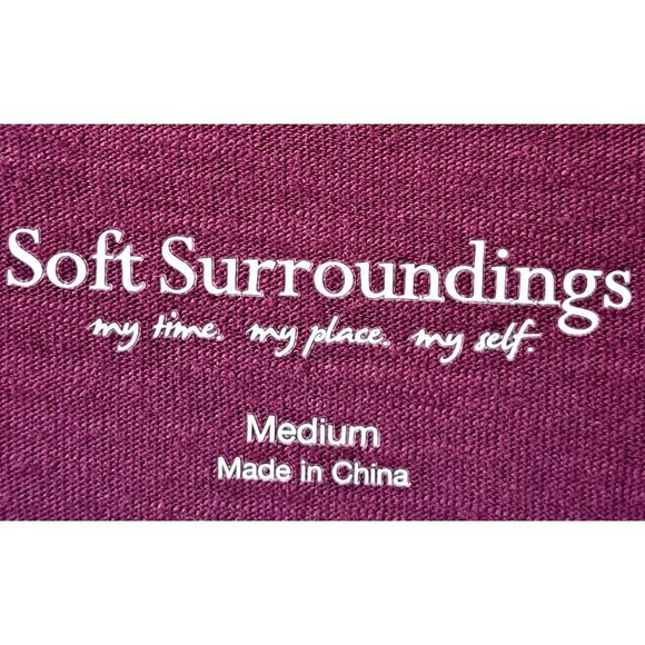 Soft Surroundings Women's M Burgundy 3/4 Sleeve Decorative Buttons/Snaps Tunic - Picture 2 of 13